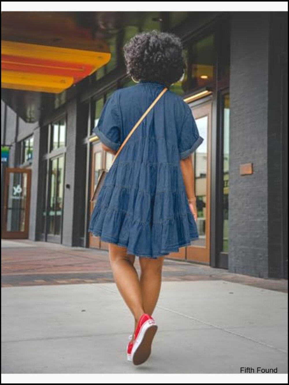 Button Down Ruffle Tiered Jean Dress Babydoll Denim Mini - Picture 6 of 7